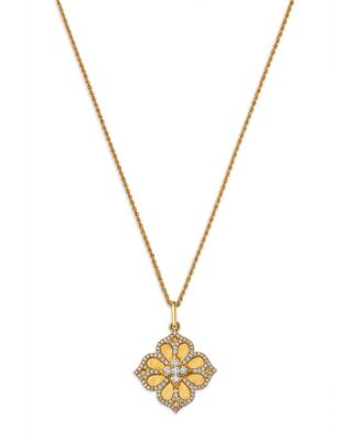 Diamond Clover Medallion Pendant Necklace in 14K Yellow Gold, 0.5 tcw