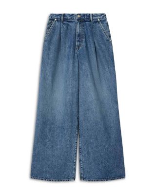 Haze High Rise Pleat Jeans in Mid Indigo