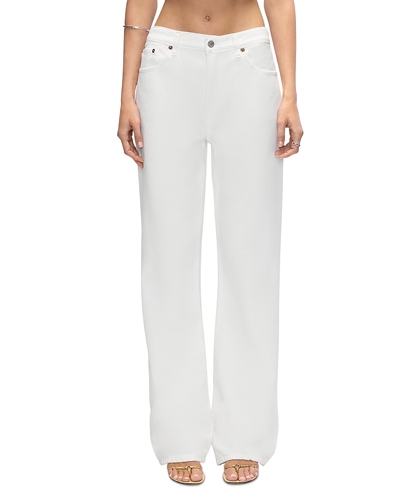 Re/Done The Thrasher Mid Rise Loose Straight Jeans in Blanco