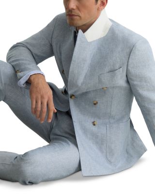 Linen Twill Double Breasted Tailored Fit Blazer