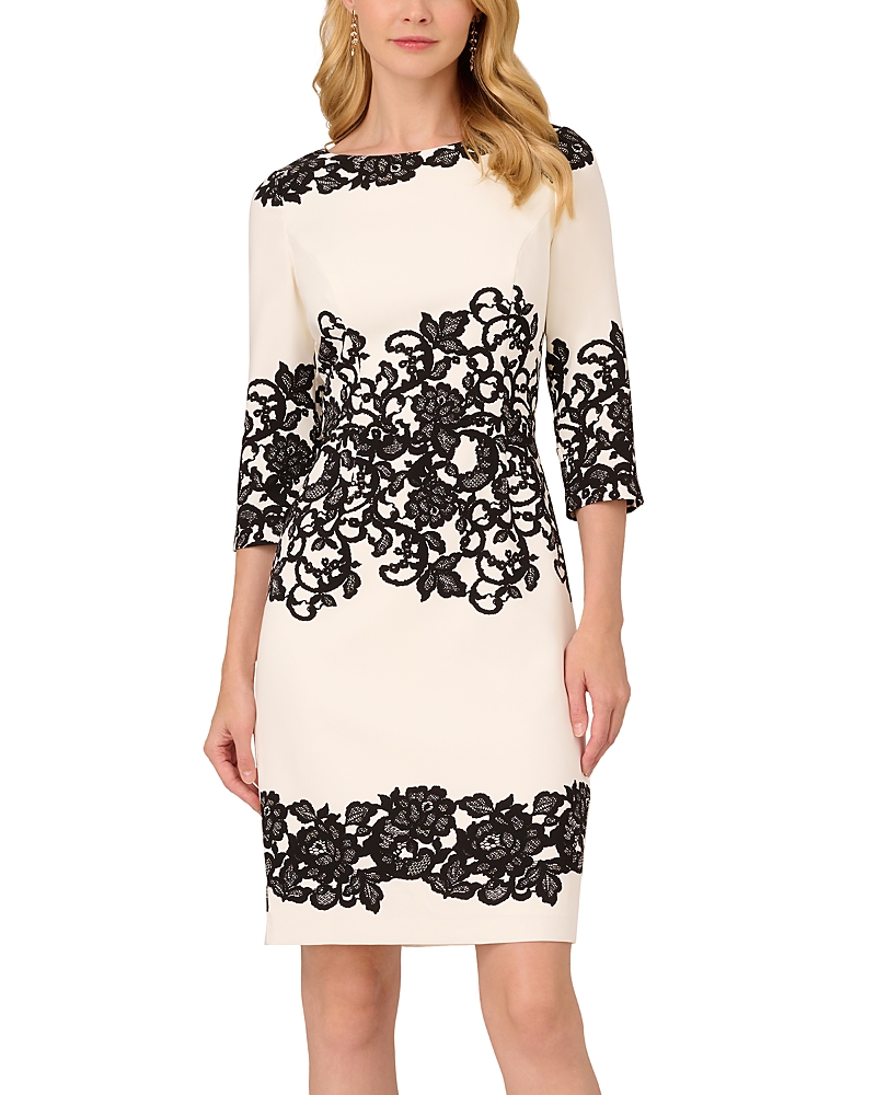 Adrianna Papell Scroll Lace Short Dress
