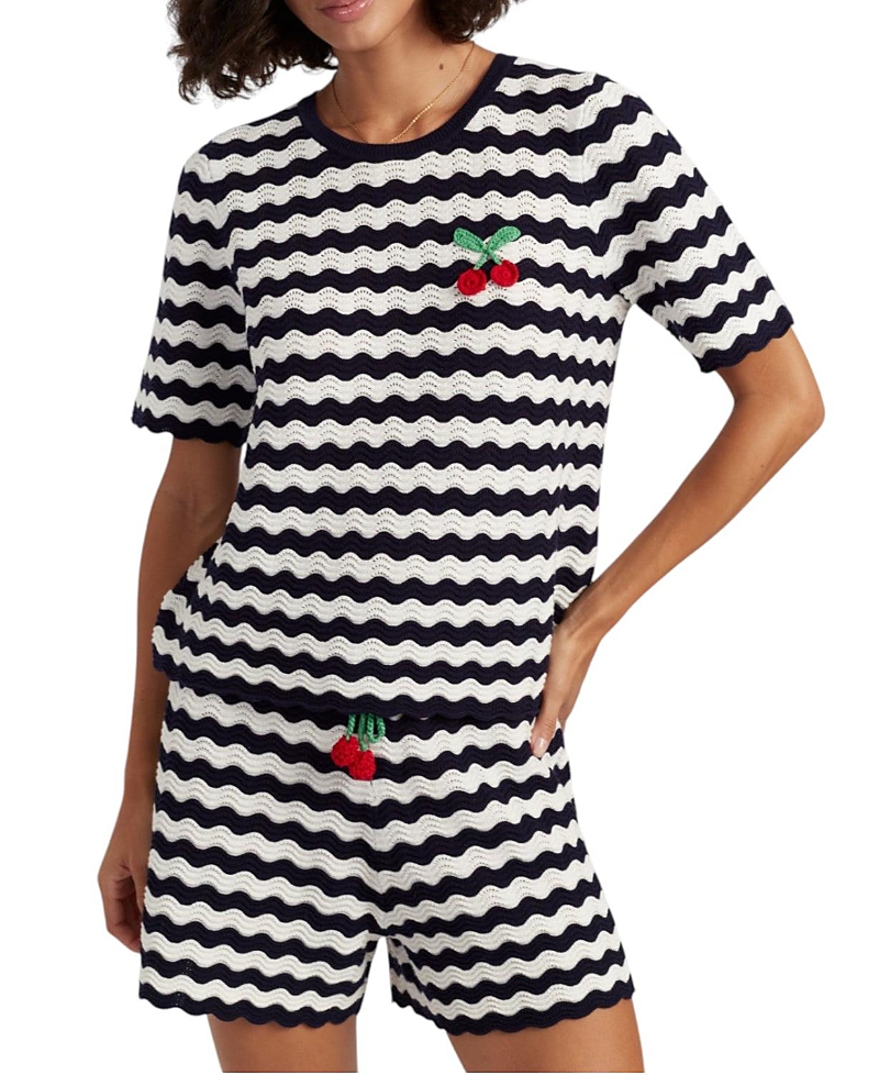 Chinti & Parker Women's Cherry Crochet Tee