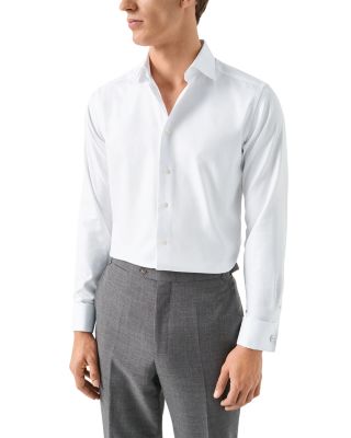 Contemporary Fit Solid Textured Twill Shirt 