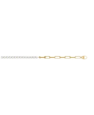  Paperclip Tennis Bracelet, Petite in 14K Gold, 1.2ctw Round Brilliant Lab Grown Diamonds