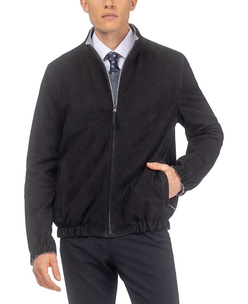 Gorski Men's Nubuck Jacket Reversible to Cashmere & Wool Crafted From Loro Piana