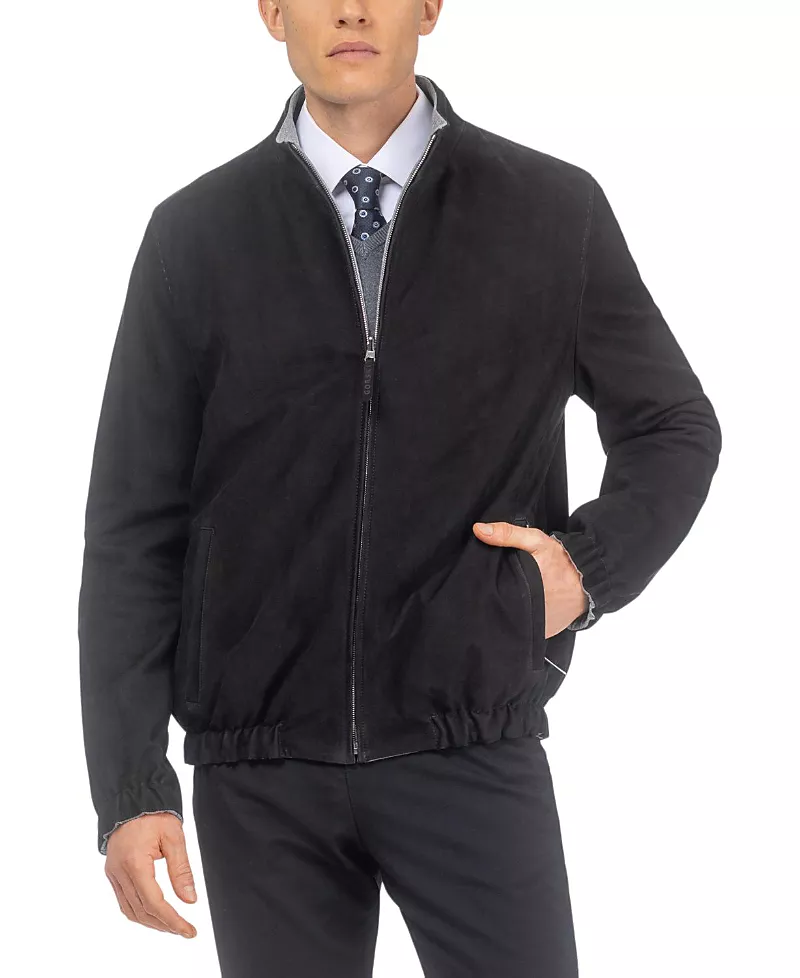 Gorski Men's Nubuck Jacket Reversible to Cashmere & Wool Crafted From Loro Piana