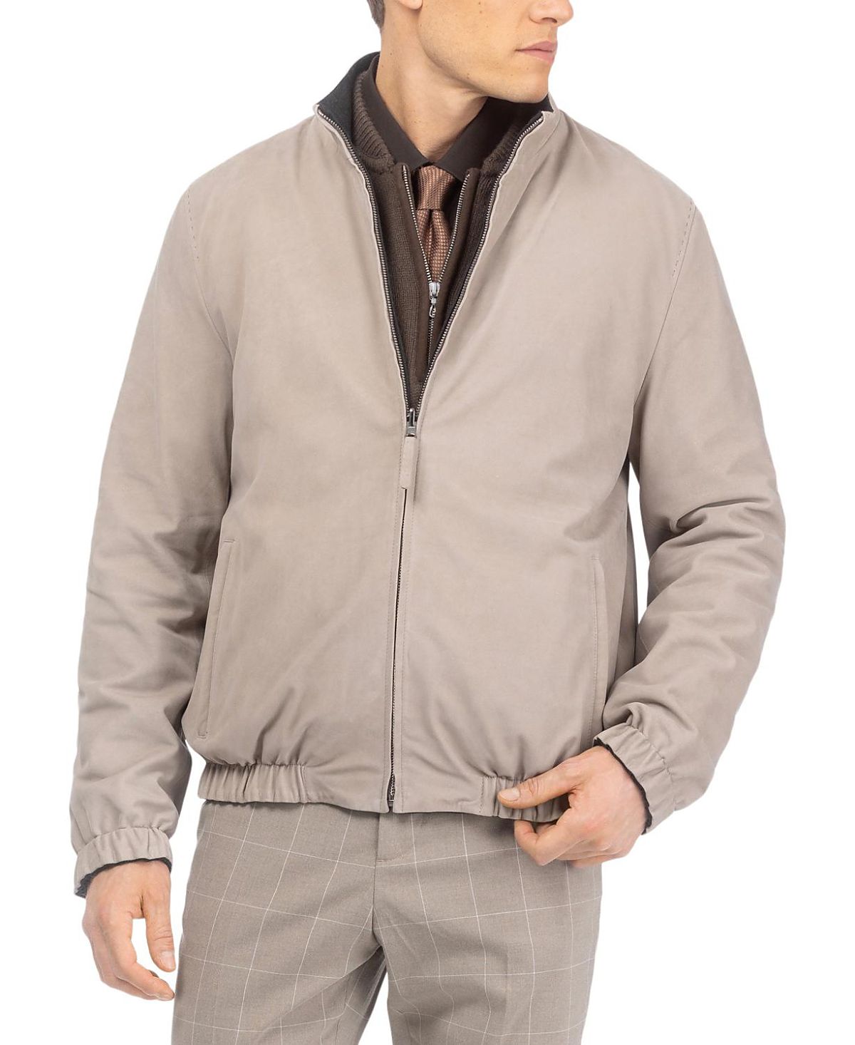 Gorski Men's Nubuck Jacket Reversible to Cashmere & Wool Crafted From Loro Piana