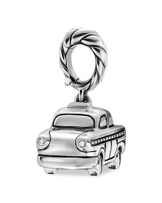 Petite Taxi Amulet in Sterling Silver with Diamonds, 7.5mm