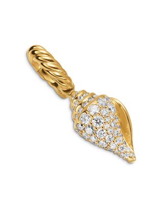 Pav&eacute; Shell Amulet in 18K Yellow Gold with Diamonds, 12.8mm