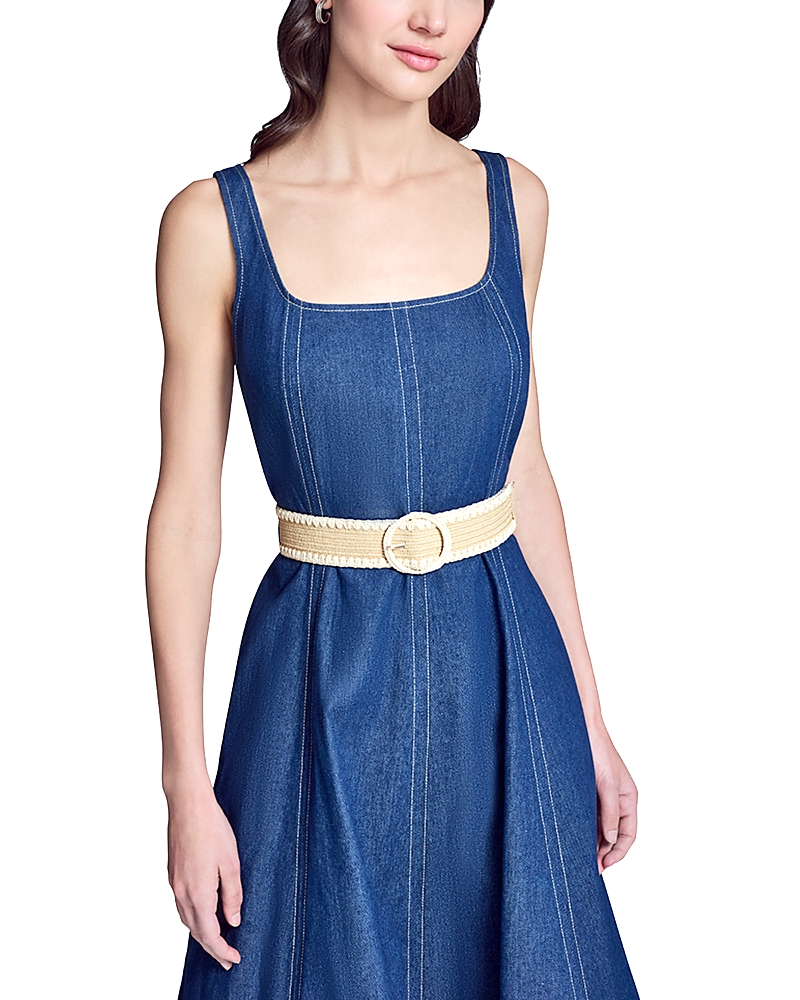 Karl Lagerfeld Paris Faux Denim Midi Belted Dress