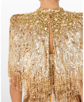  Ellen Mock-Neck Beaded Top