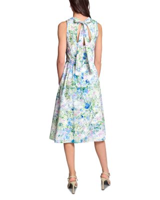 Printed Sleeveless Tie Back Midi Dress