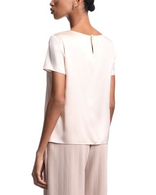 Silk Stretch Satin Short Sleeve Top