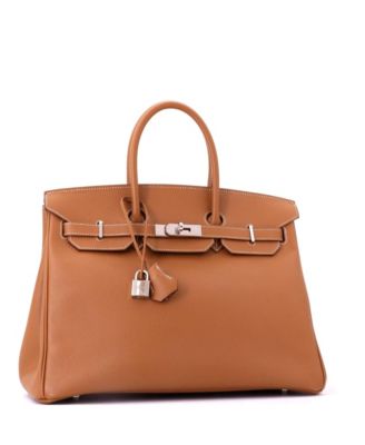 Birkin 35 Handbag Brown Epsom with Palladium Hardware