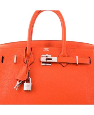 Birkin 30 Handbag Orange Clemence with Palladium Hardware