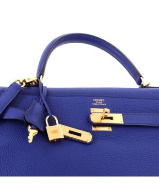 Kelly 35 Handbag Blue Togo with Gold Hardware
