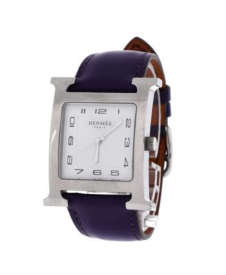 Heure H Quartz Watch in Stainless Steel and Leather 30mm