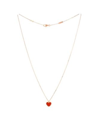  Sweet Alhambra Heart Pendant Necklace 18K Rose Gold and Carnelian, 15.75"