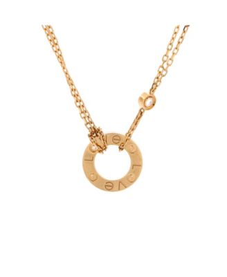  2 Diamonds Love Pendant Necklace 18K Gold and Diamonds, 16"
