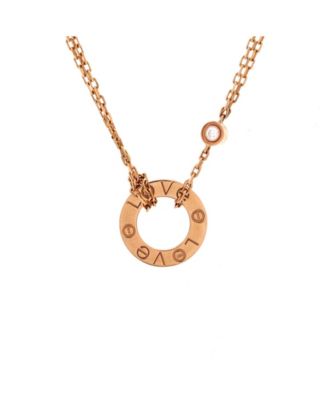  2 Diamonds Love Pendant Necklace 18K Rose Gold and Diamonds, 16.25"
