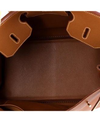 Birkin 35 Handbag Brown Veau Grain Lisse with Gold Hardware