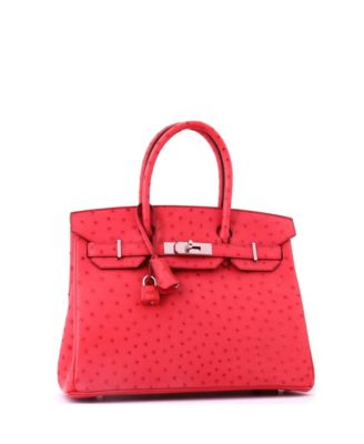 Birkin 30 Handbag Pink Ostrich with Palladium Hardware