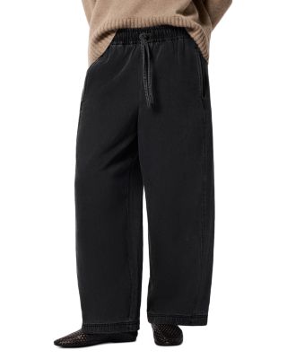 Casual Denim Barrel Jeans in Washed Black