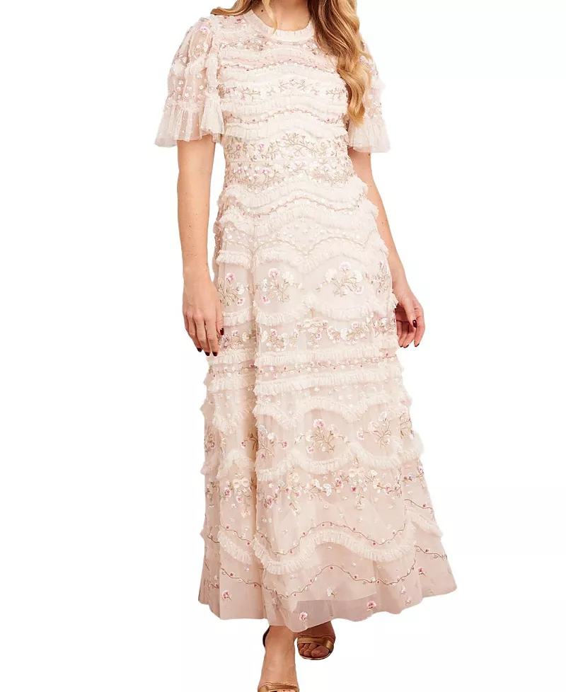 Needle & Thread Marina Ruffle Ankle Gown