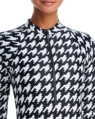 Half Zip Long Sleeve One Piece Swimsuit