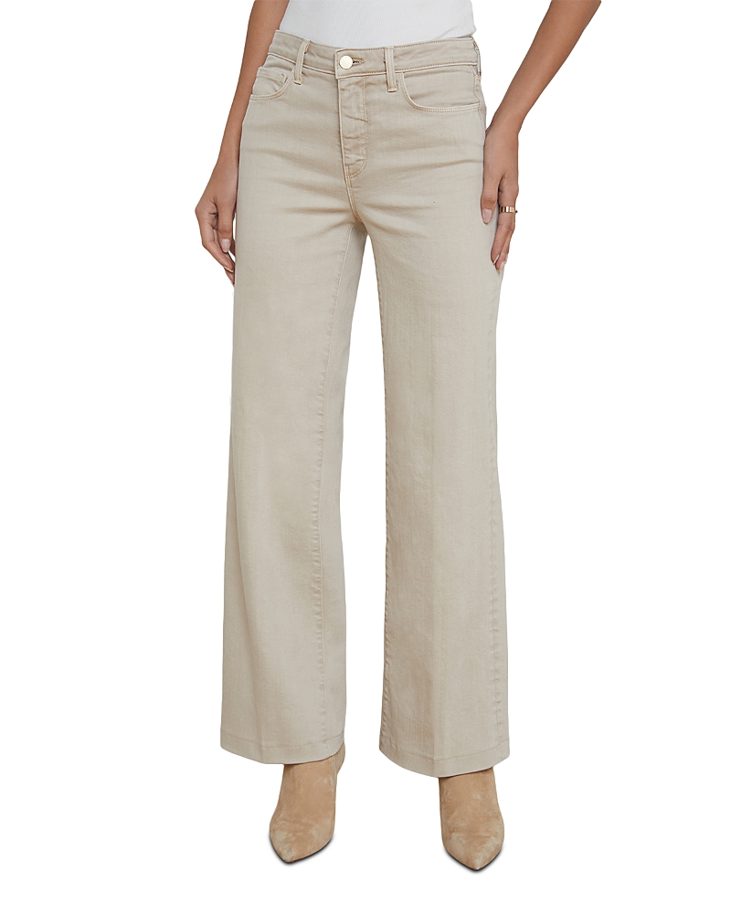 L'Agence Scottie High Rise Wide Leg Jeans in Biscuit