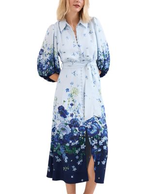 Noella Blue Floral Shirt Midaxi Dress 