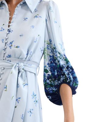 Petite Noella Blue Floral Shirt Midaxi Dress
