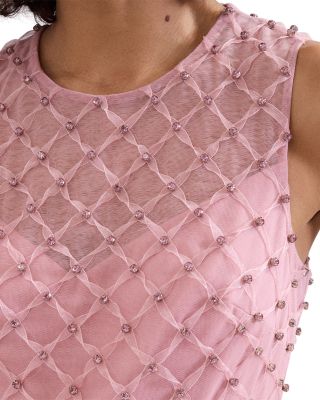 Leandra Pink Beaded Midaxi Dress 