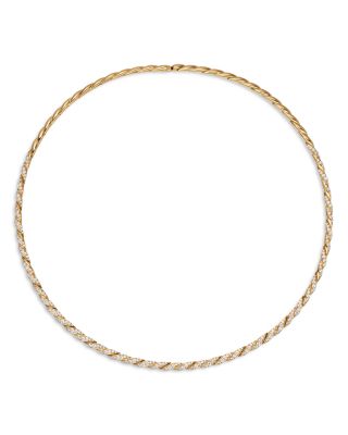 Sculpted Cable Flex Necklace in 18K Yellow Gold with Diamonds, 3.7mm