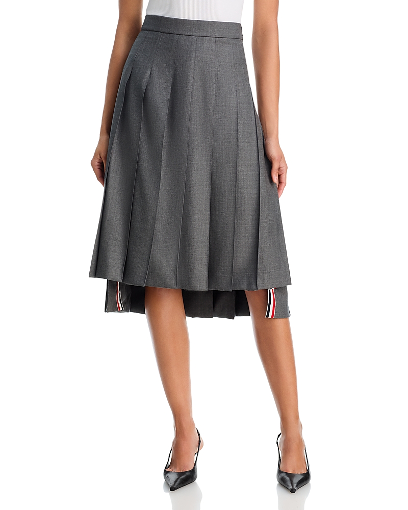 Thom Browne Below Knee Dropped Back Pleated Skirt