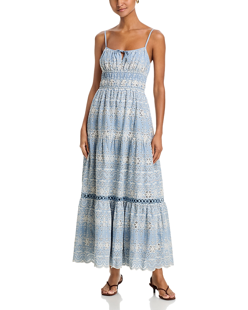Aqua Eyelet Embroidered Maxi Dress - Exclusive