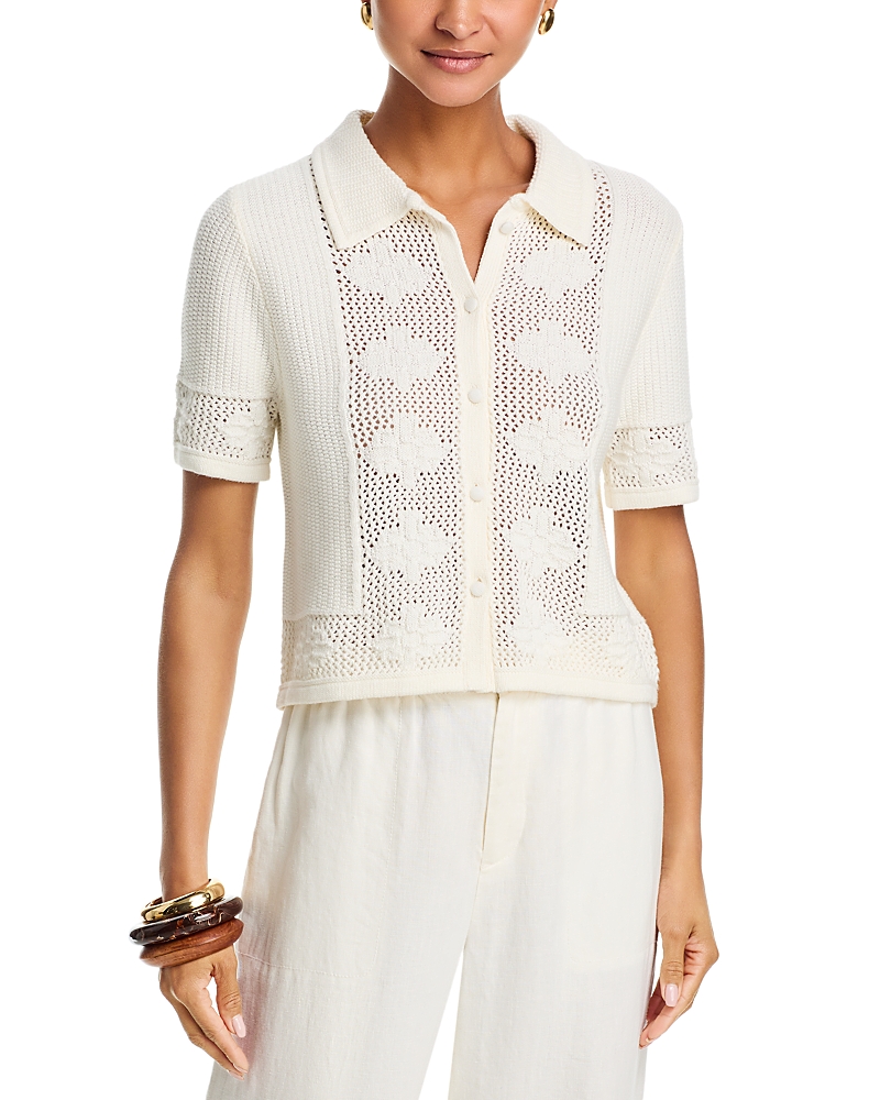 Velvet by Graham & Spencer Rosemund Short Sleeve Collared Cardigan