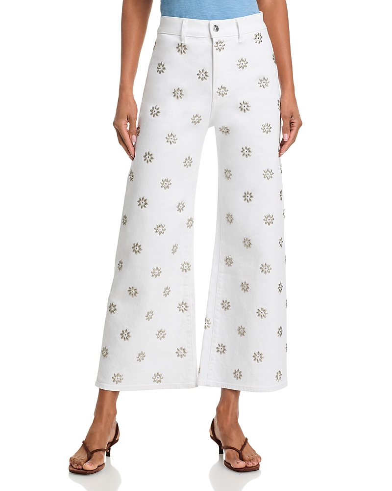 Veronica Beard Grant High Rise Wide Leg Jeans in White
