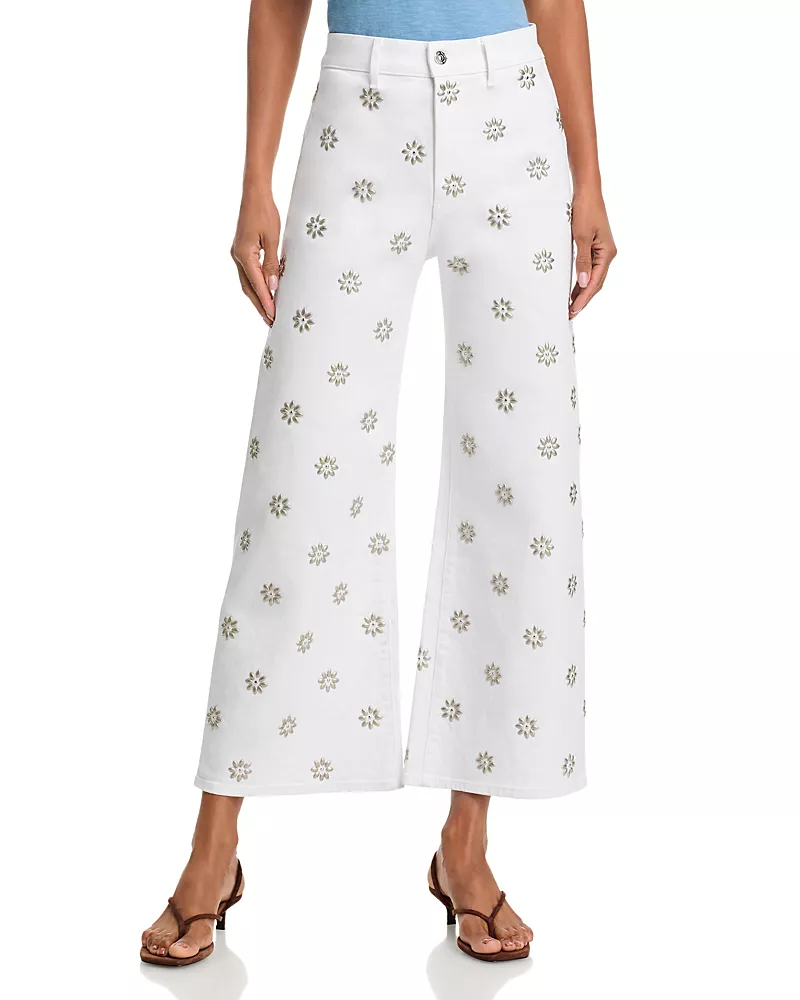 Veronica Beard Grant High Rise Wide Leg Jeans in White
