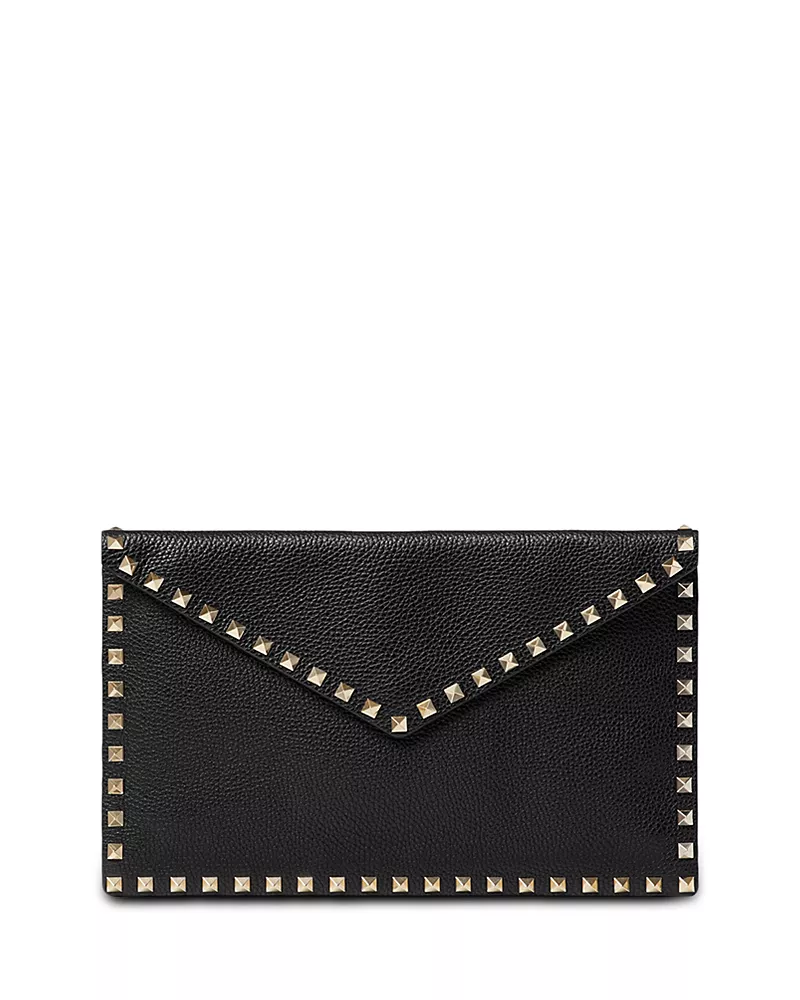 Valentino Garavani Large Studded Leather Flat Pouchette