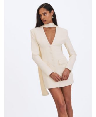  Jeannie Cream Blazer Mini Dress with Scarf