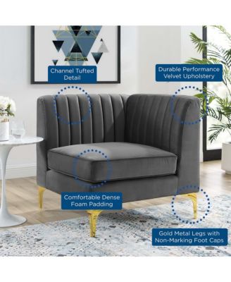  Triumph Channel Tufted Performance Velvet Sectional Sofa Corner Chair