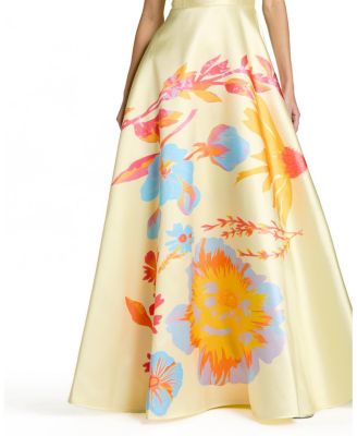  Printed Mikado Strapless Ballgown
