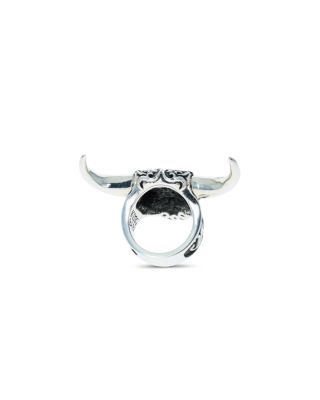 Men's Sterling Silver Wild West Buffalo Skull Ring