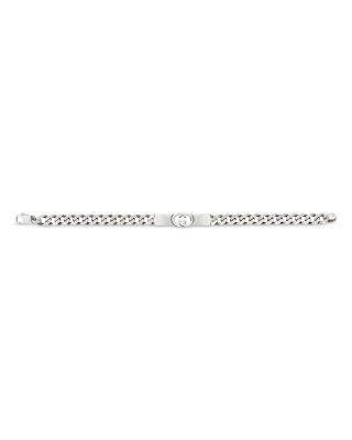 Sterling Silver Interlocking G ID Plate Curb Link Bracelet