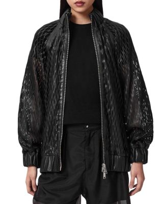 Perforated Leather Bomber Jacket