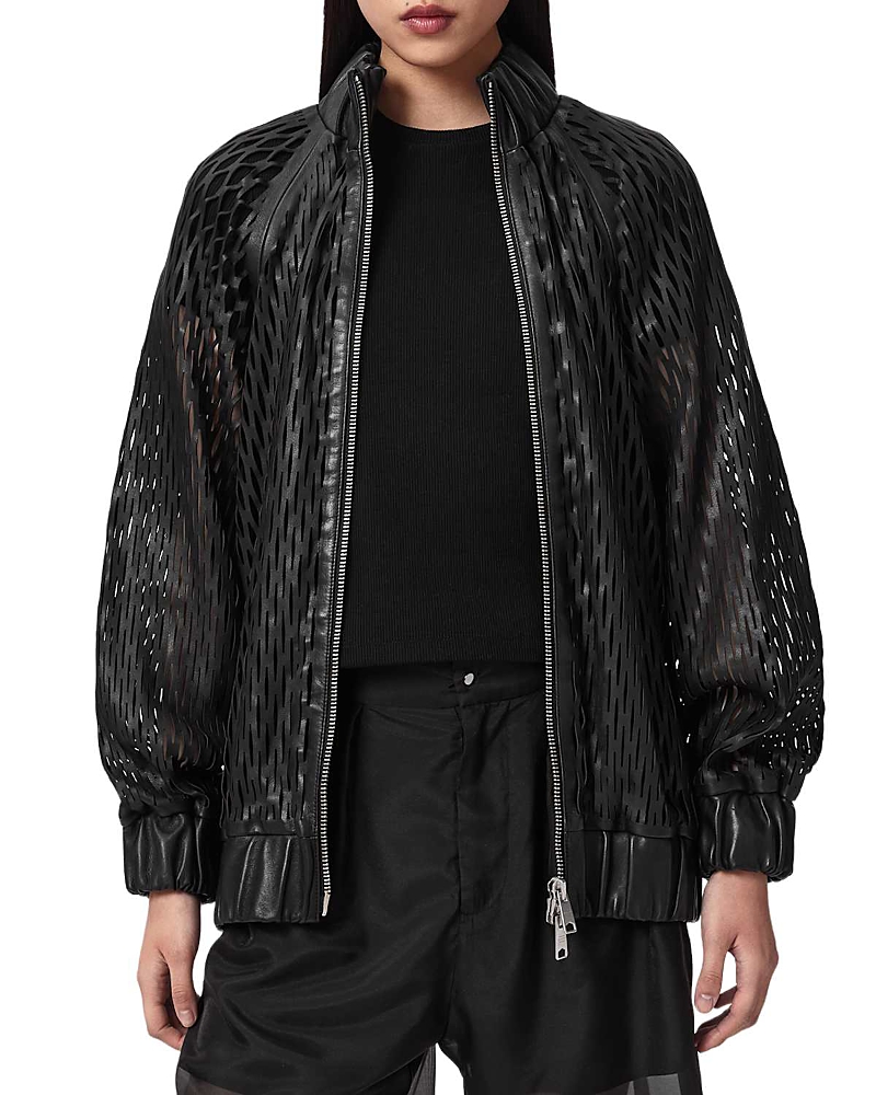 Allsaints Perforated Leather Bomber Jacket