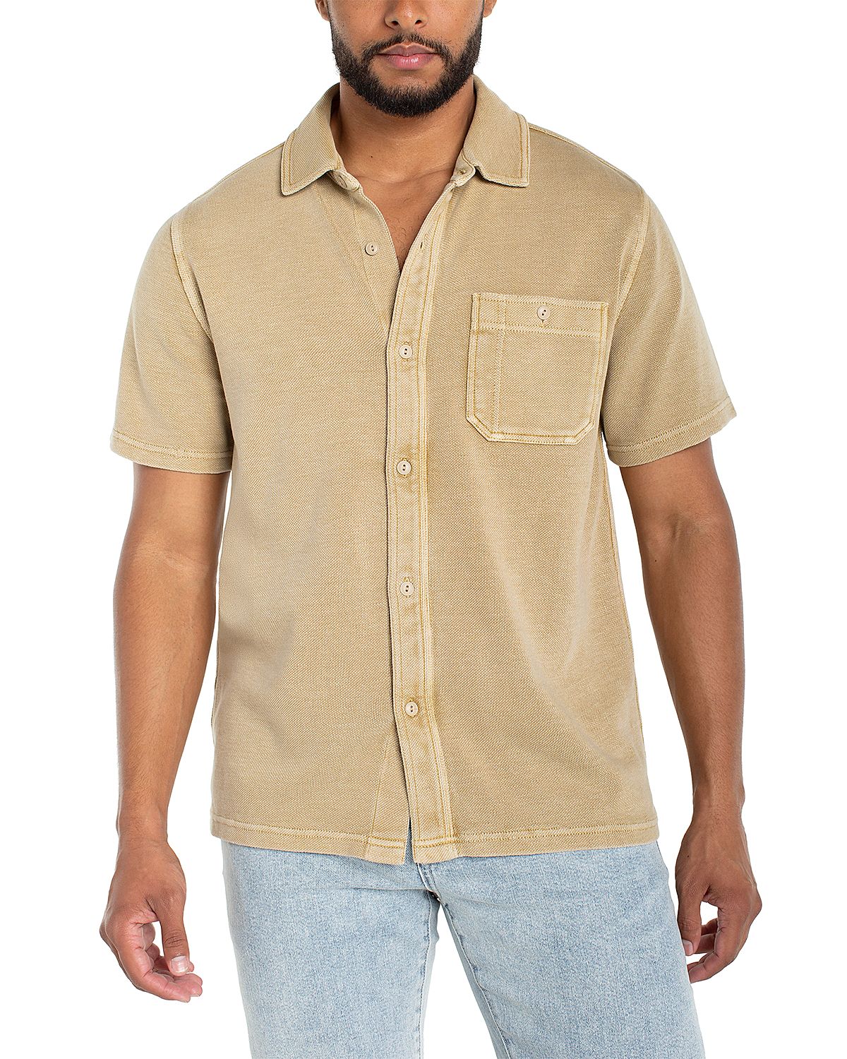 Liverpool Los Angeles Knit Short Sleeve Button Up Shirt