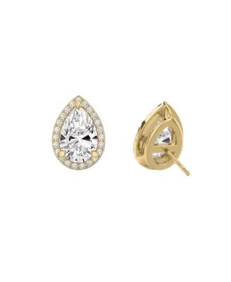  Halo Stud in 14K Gold, 1.5ctw Pear Lab Grown Diamond