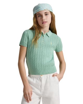 Girls' Mini Cable Cotton Polo Sweater - Big Kid